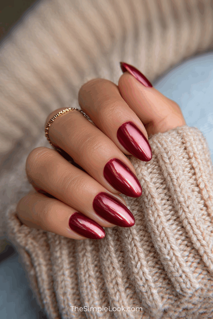 Red Chrome Almond Nails