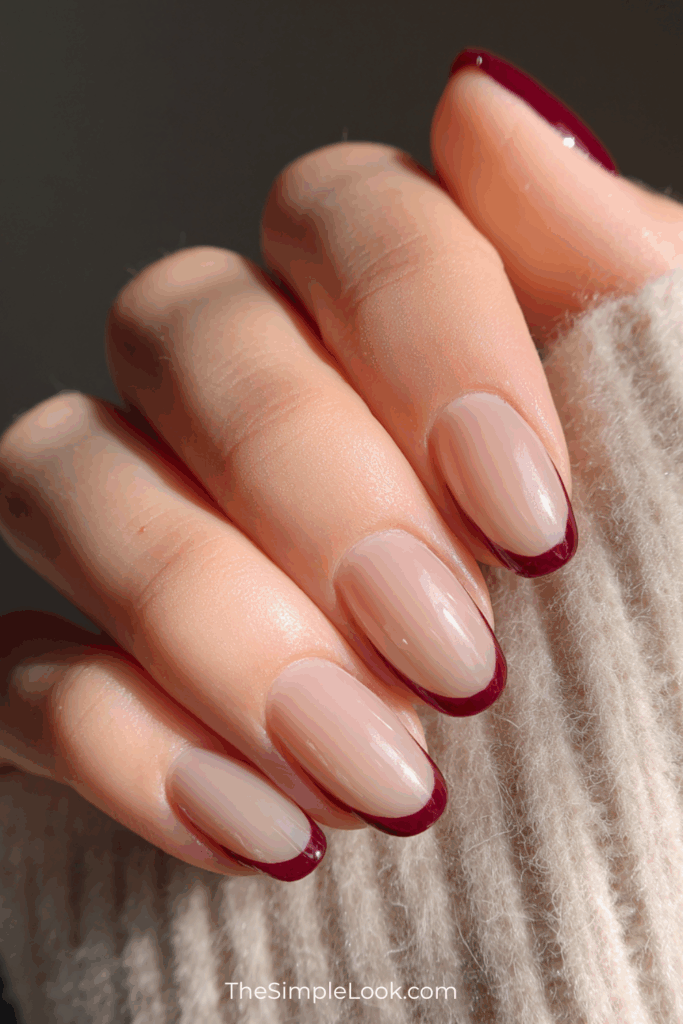 Burgundy French Almond Tips