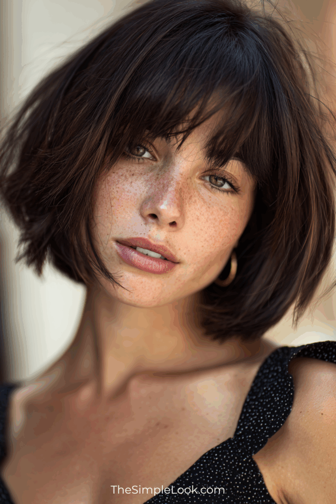The Polished Bob with Deep Side-Swept Bangs