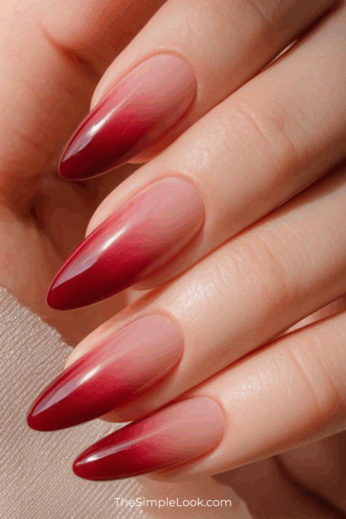 Cranberry Ombré Almond Nails