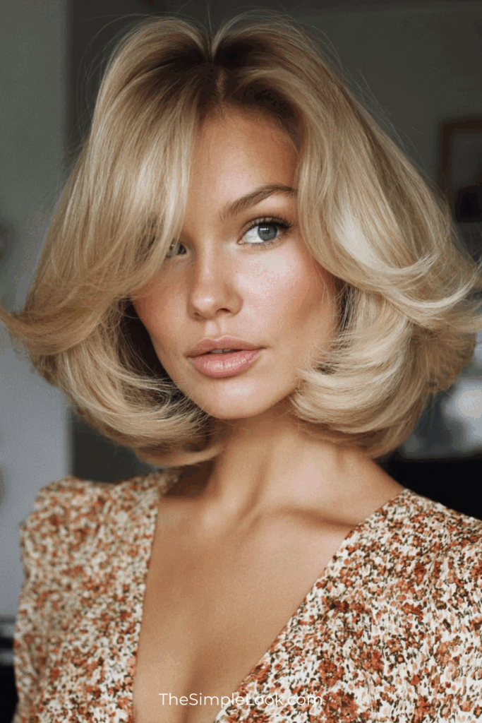 Classic Blonde Bob Bouncy Blowout