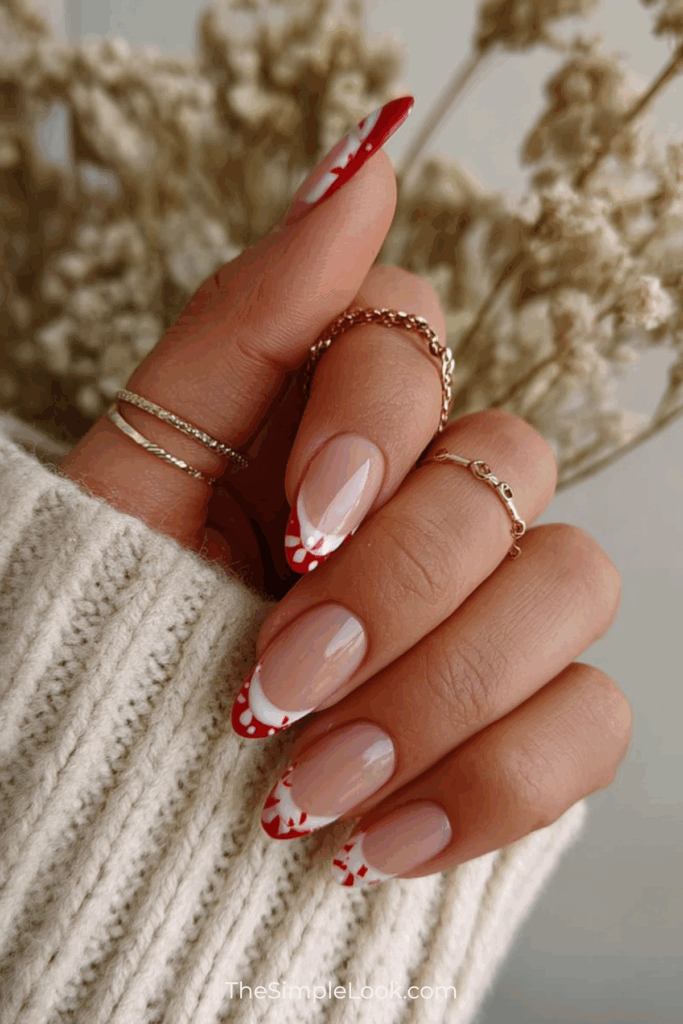 Classic White French Tips with Red Accents