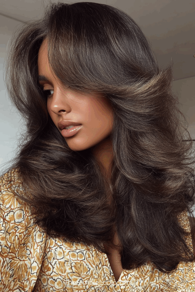 Voluminous Bouncy Blowout with Face-Framing Layers