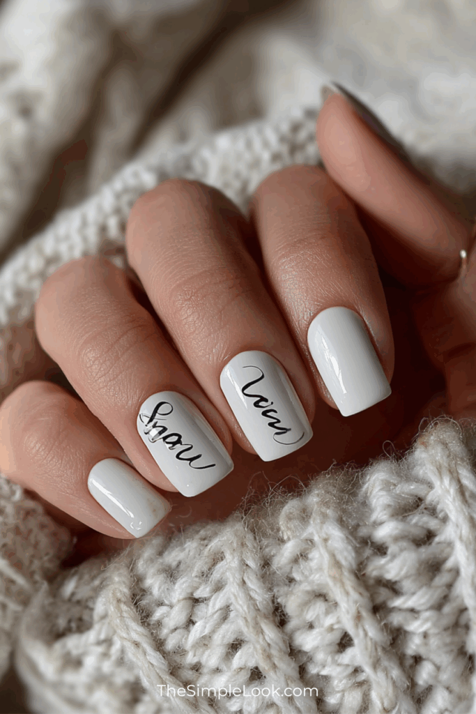 White Nails with "Let It Snow"