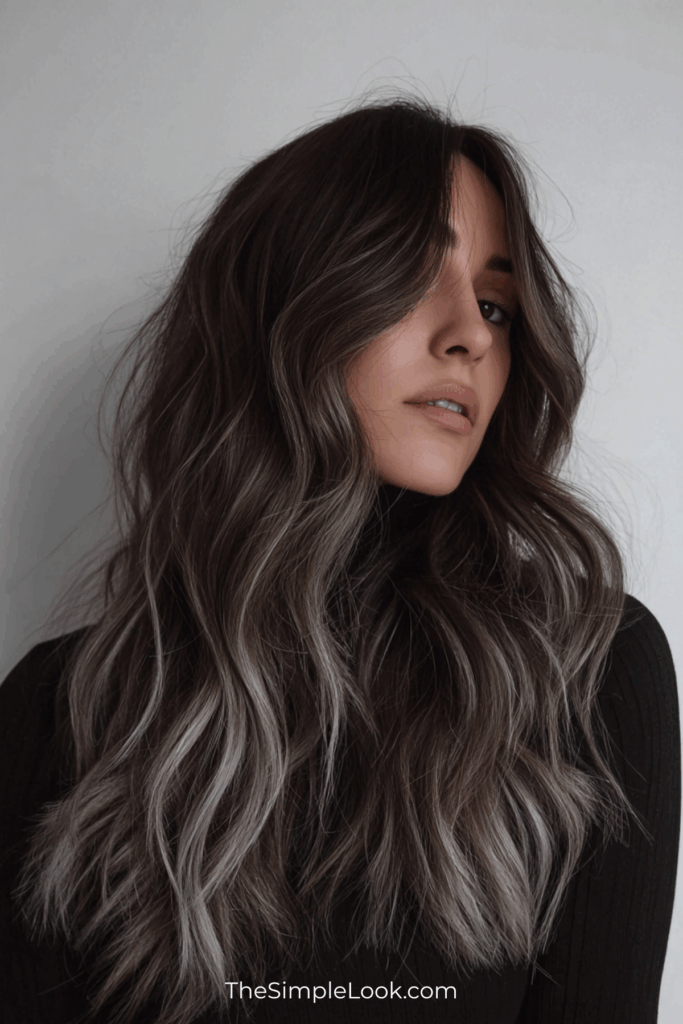 Ash French Balayage for Cool-Toned Brunettes