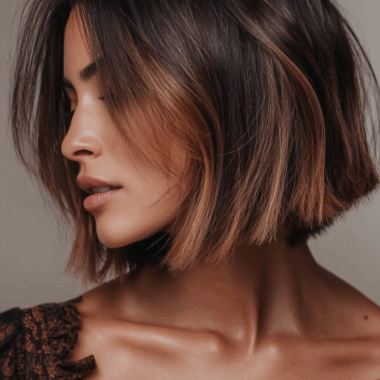 Short Hair Caramel French Balayage