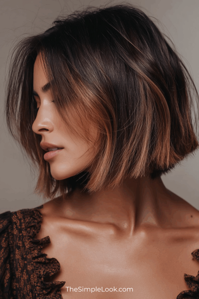 Short Hair Caramel French Balayage