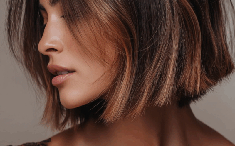 Short Hair Caramel French Balayage