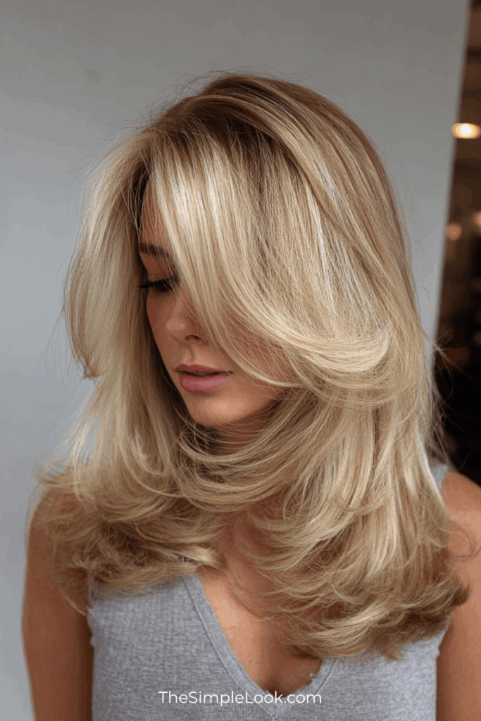 Medium Length Blonde Bouncy Blowout