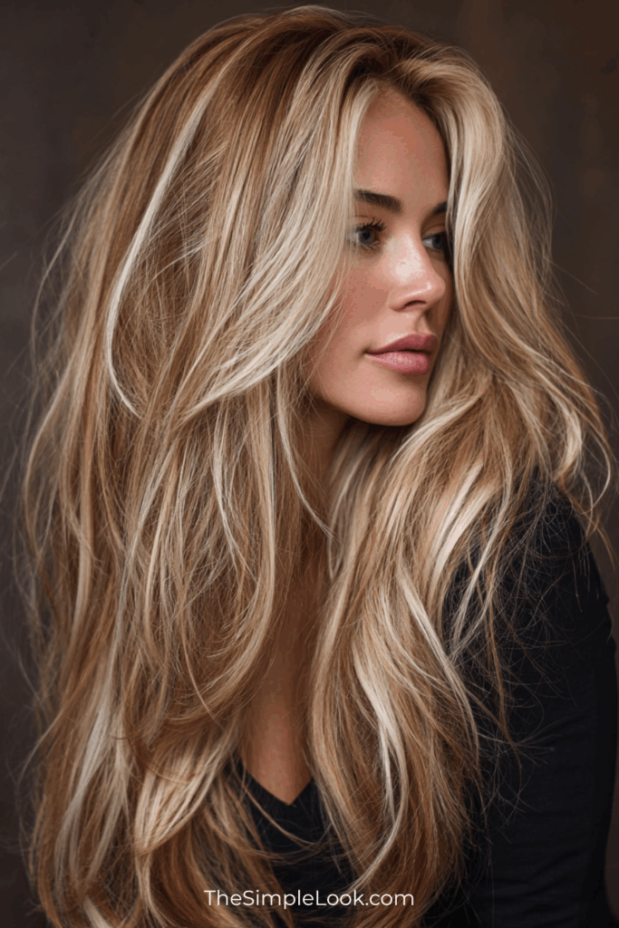 Chunky Blonde Highlights on Long Hair