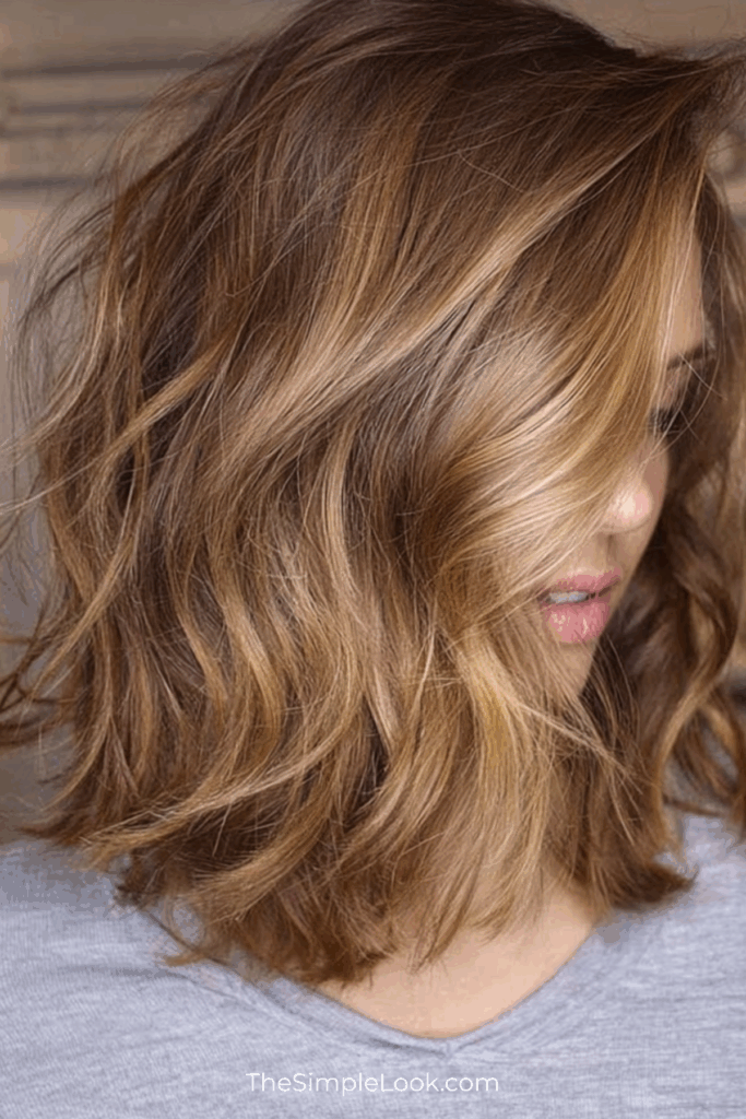 Honey Highlights on Short Brunette Bob