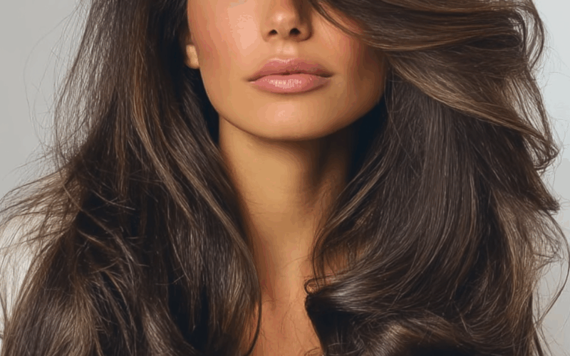 Long Hair Cascading Curls Bouncy Blowout with Layers