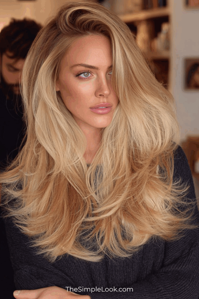 Long Blonde Hair Bouncy Blowout with Volume