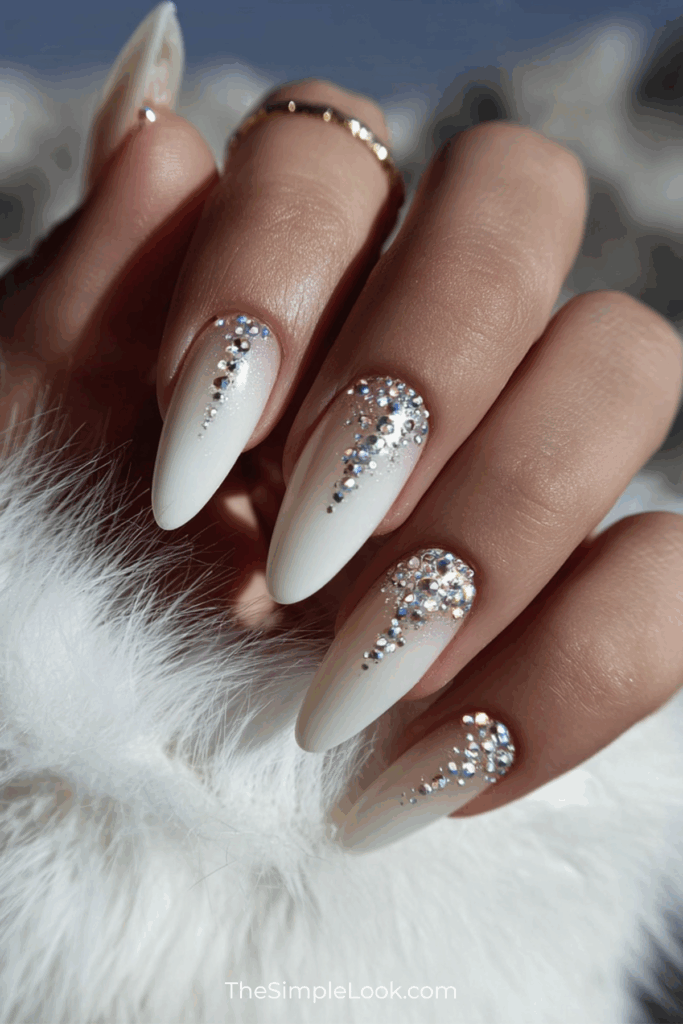 Pearly White with Rhinestone Accents